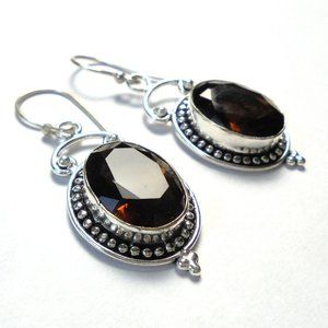Vintage Earrings Smoky Quartz 925 Sterling Silver jewelry